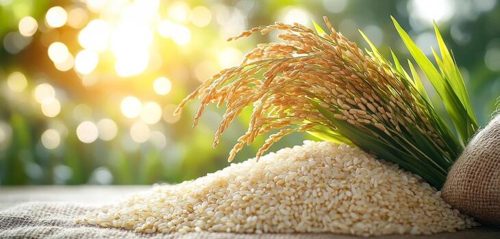 Premium milled rice grains on display